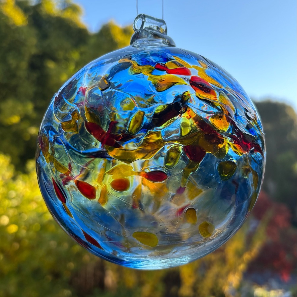 Garden Globe Suncatcher Multicolor Hand Blown Glass - Picture 3 of 12